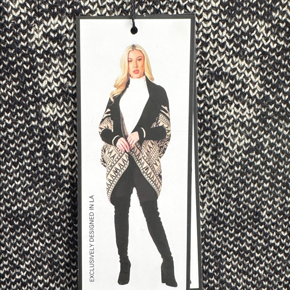 MaxSport Stylish Knit Patterned Cascade Open Front Cardigan Sweater Size S/M - Picture 6 of 11